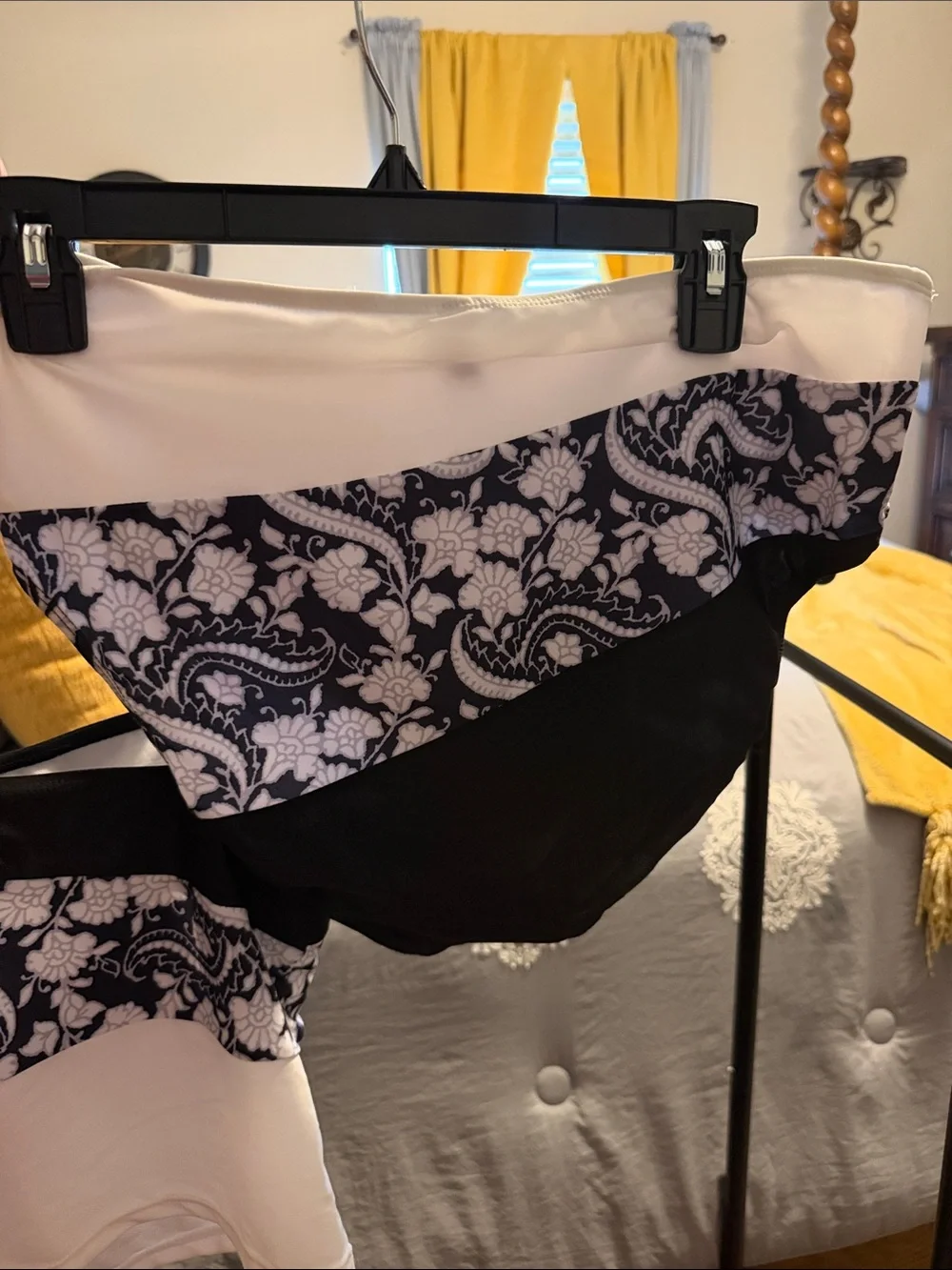 Tahari Black and White Paisley One-Piece Swimdress